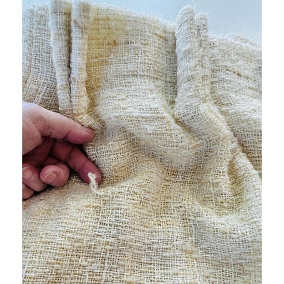 Vintage 70s pleated curtain, beige creamy woolly bouclé, 2 sizes, per panel - Picture 8 of 10